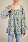 Willow Bloom Bow Embroidered Peasant Blouse