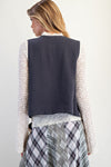 Midnight Bloom Embroidered Gauze Vest