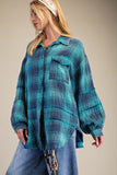 Turquoise Waters Wanderlight Plaid Overshirt