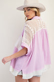 Lilac Gauze & Crochet Top