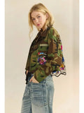 Camo Sequins Contrast Jacket: M