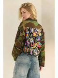 Camo Sequins Contrast Jacket: S