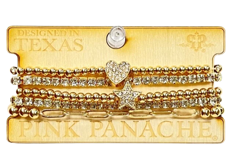 Pink Panache Heart Star Bracelet Set