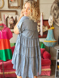Washed Tiered Back Denim Tunic