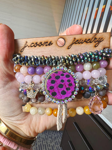 Purple cheetah Bracelet Stack Bangles