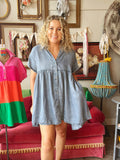 Washed Tiered Back Denim Tunic