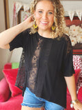 POL Black Lace Inset Tee