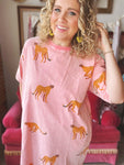 Coral Cheetah T-shirt Dress