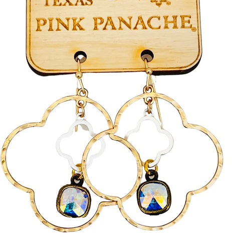Pink Panache - Double Clover Earring with AB stone