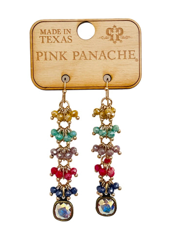 Pink Panache Multi-Color Bead Waterfall Earrings