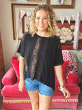 POL Black Lace Inset Tee