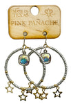 Pink Panache Silver Bead Star Hoops with AB crystal