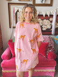 Coral Cheetah T-shirt Dress