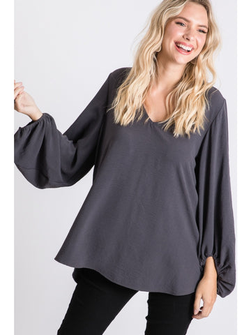 Charcoal Balloon Sleeve Top