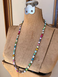 Long multicolor crystal necklace with magnetic closure