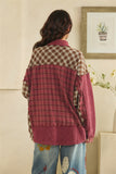 Berry Patchwork Plaid Shirt Jacket