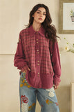 Berry Patchwork Plaid Shirt Jacket