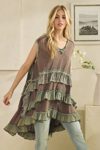 Weathered Stone Ruffle Tunic
