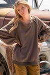 Cross Back Pullover - Rust Charcoal