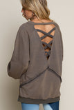 Cross Back Pullover - Rust Charcoal