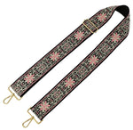 Pink Black Flower Pattern Adjustable Guitar Strap