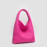 Fuchsia Tiara Woven Hobo Tote Bag With Pouch