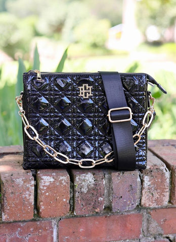 Caroline Hill Ariana Crossbody Black Patent LQ