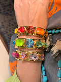 WAFA mixed shape crystal cuffs in orange red, blue green, and pink purple