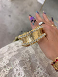 WAFA textured gold cuffs with crystal borders in clear, green, black smoke, champagne, and red