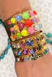 Rainbow Radiance Three Row Crystal Cuff by WAFA