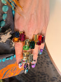 Four WAFA triple Austrian crystal statement ring colorways