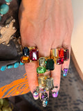 WAFA 18 karat gold plated triple Austrian crystal rings
