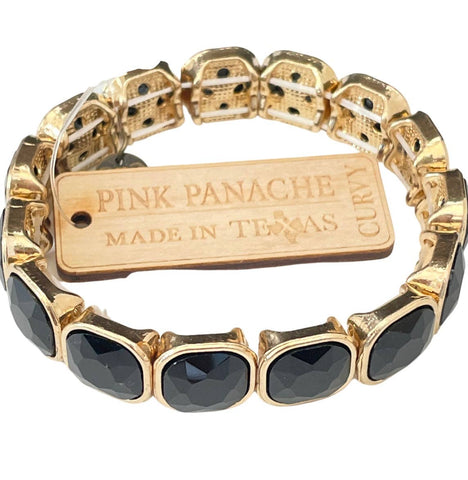 Pink Panache *Curvy Gold and black rhinestone stretch bracelet