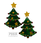 Posh Christmas tree on glitter star post earring