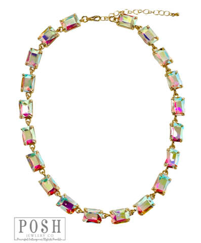 Posh Rectangle rhinestone linked necklace