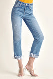 Risen Jeans Mid-Rise Cuffed Straight Jeans Regular&Plus