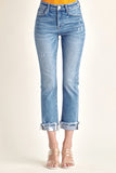 Risen Jeans Mid-Rise Cuffed Straight Jeans Regular&Plus