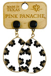 Pink Panache B176 * 8mm bronze/black cushion cut connector on black flower teardrop earring