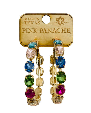 Pink Panache Multi-Color Rhinestone Hoop Earrings