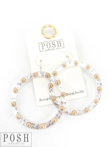 Posh * Hammered Look Circle Earring