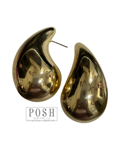 Large raindrop post earring 9PE416: Gold