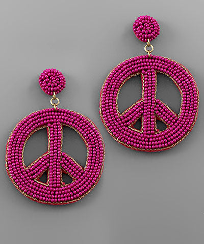 Pink Peace Sign Earrings