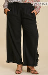 Ruffle Linen Pants-Black (S-2X)