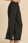 Ruffle Linen Pants-Black (S-2X)