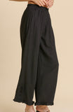 Ruffle Linen Pants-Black (S-2X)