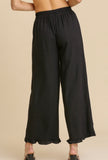 Ruffle Linen Pants-Black (S-2X)