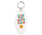 Keys to my Happy Place Motel Keychain: White