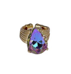 Pink Panache E137 * Gold adjustable ring with lavender AB teardrop rhinestone