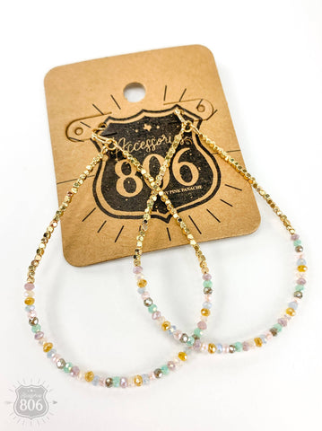 806 Beaded teardrop earring: Gold/Multi