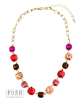 Posh Square rhinestone and chain necklace